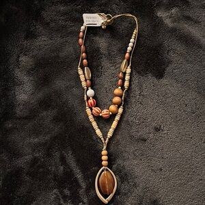 Free People Layered Brown Beaded Necklace